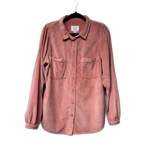 American Eagle Outfitters Tops - NWT AMERICAN EAGLE Pink Corduroy Button Down Shirt Shacket, Sz L